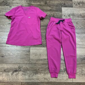 Figs Women's Pink Scrubs Set Bright Fuchsia XS Catarina Top XXS P Zamora Jogger